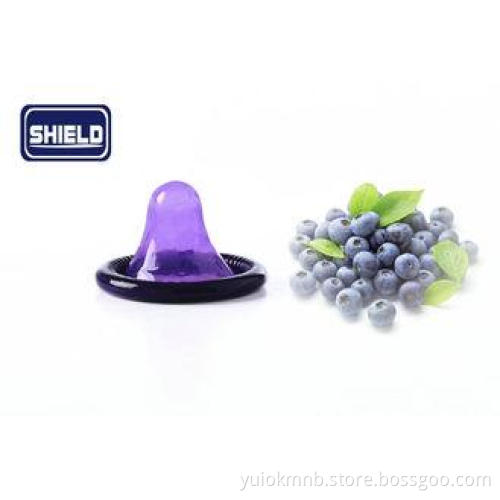 Men Wearing Purple Fruit Condom Blackberry Flavored With Na